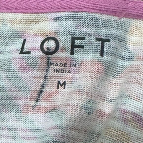 Loft Floral Tropical Floral 3/4 Balloon Sleeve Cotton Sweatshirt Women’s Medium - Picture 3 of 3